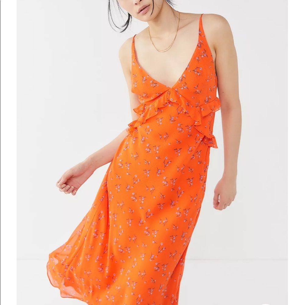 Urban Outfitters Heidi Floral Ruffle Chiffon Maxi